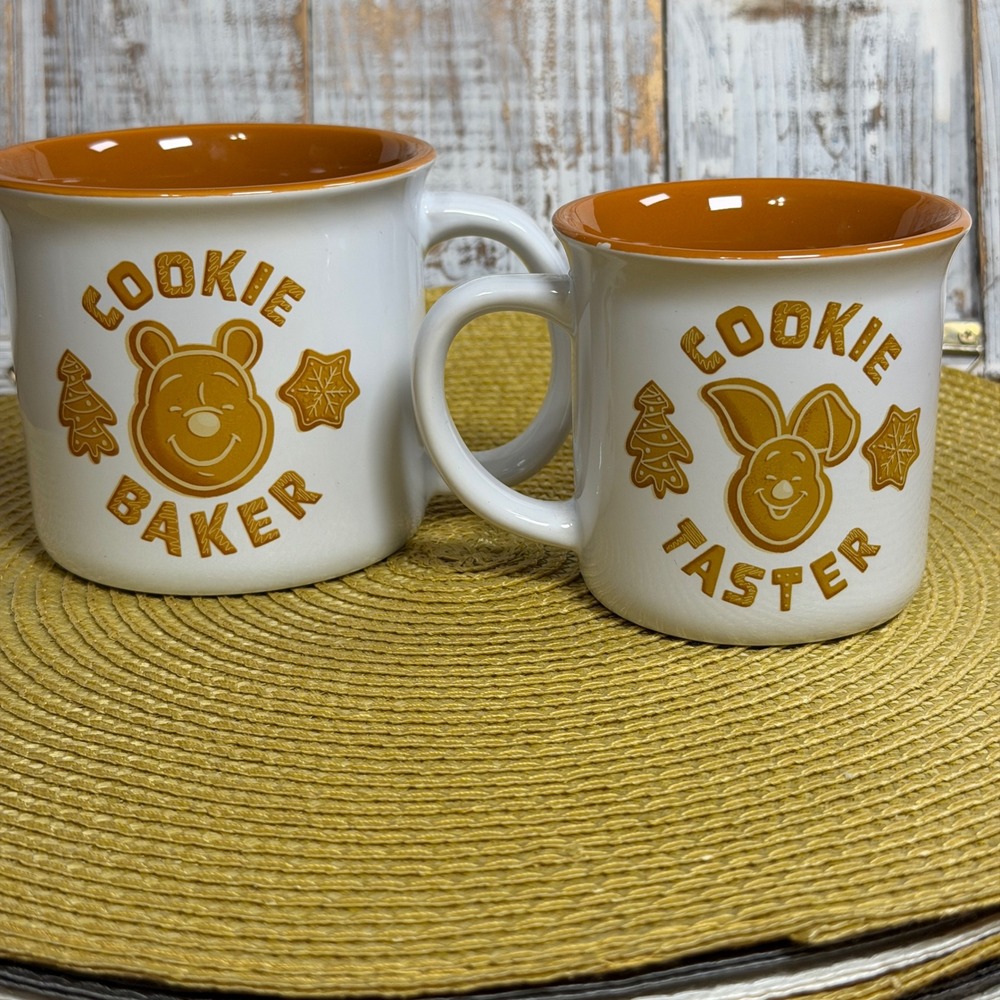Disney Winnie the Pooh Piglet Gingerbread Cookie Baker‎ Taster Mug Set 2 Piece